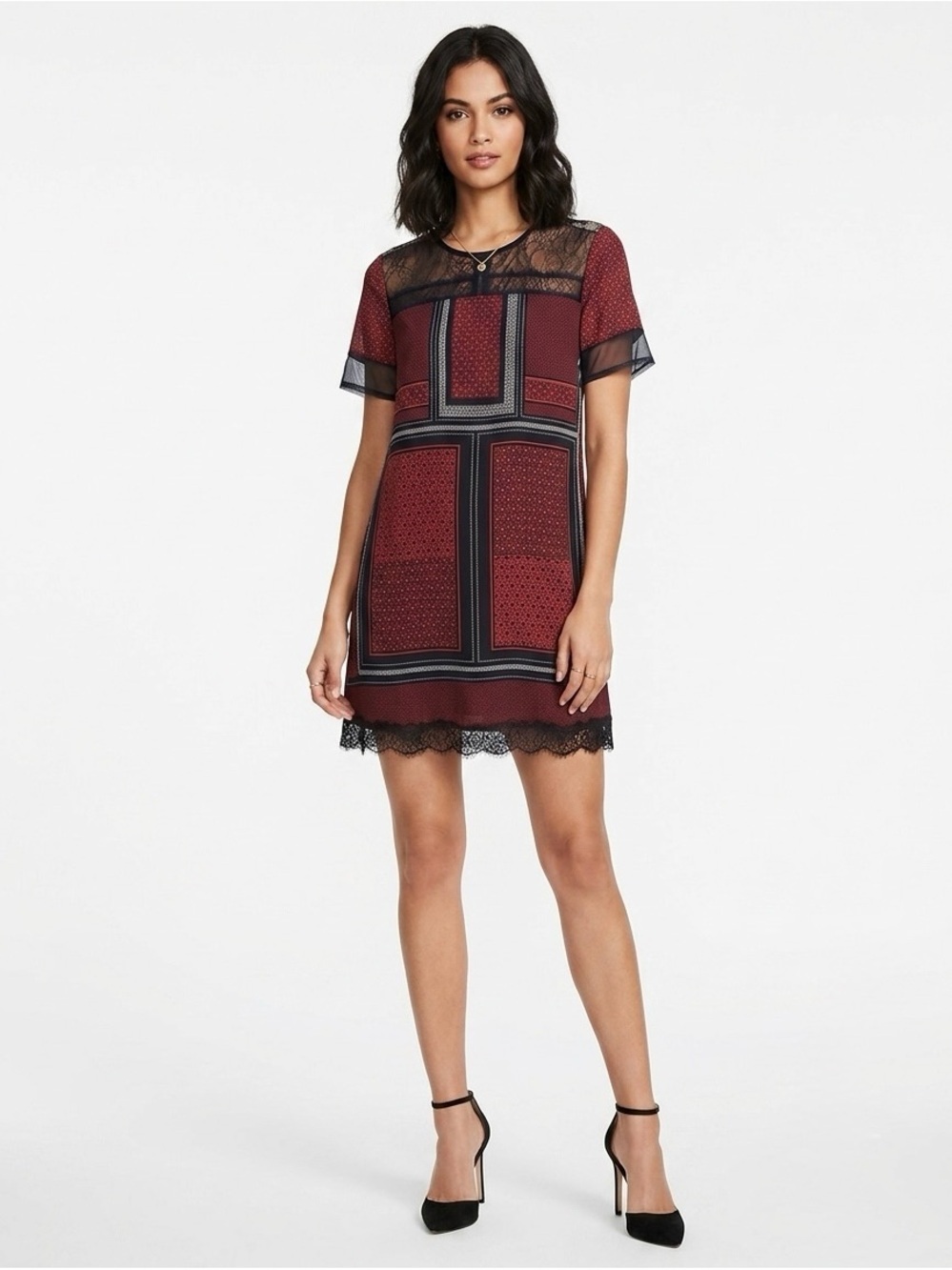 [Express] Flirty Red Printed Shift Dress